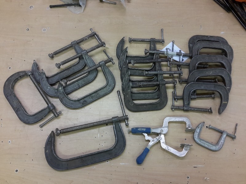 lot 258 image: Large Lot of Misc. sizes of C Clamps.. One Vise Grip
