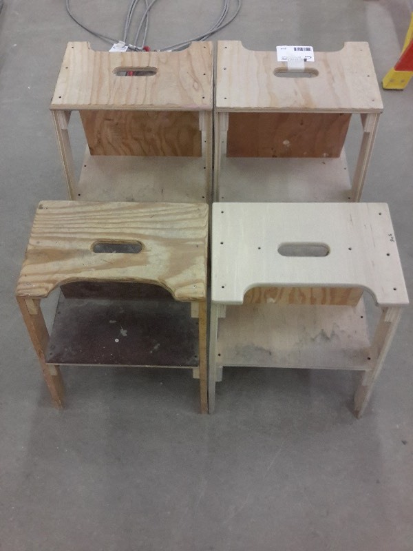 lot 376 image: 4, wood work stools..