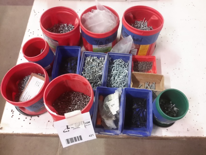 lot 421 image: Containers of Screws and fasteners as pictured