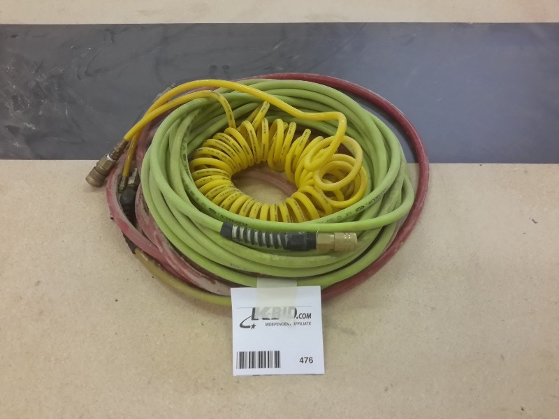 lot 476 image: 3 Air hoses.. 2, approx 25ft  1 coiled