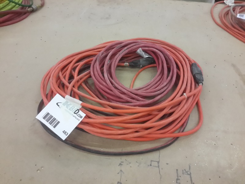 lot 483 image: 3, Electric Cords.. 2, 25ft  1, 50 ft