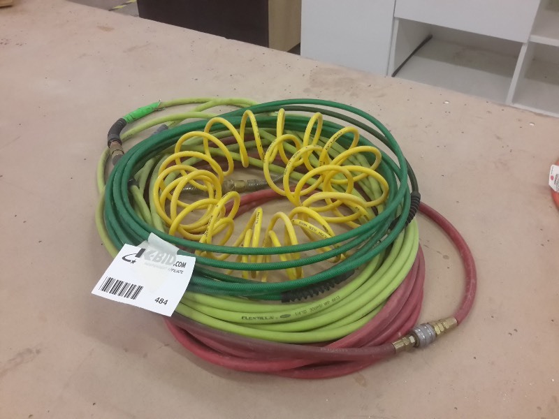 lot 484 image: 4, Air hoses.  1, 50ft  2, 25ft 1 coiled