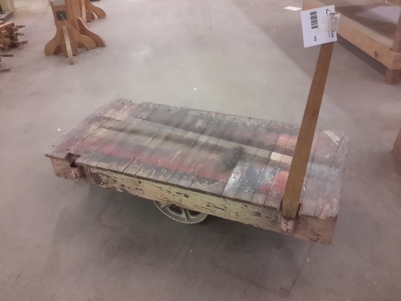 lot 426 image: Antique railroad cart with steel wheels