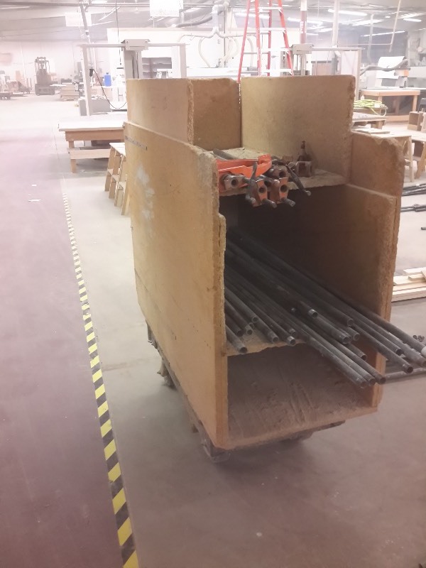 lot 412 image: Lot of 4 Jorgensen Bar Clamps and pieces of extra pipe.. Includes cart as pictured