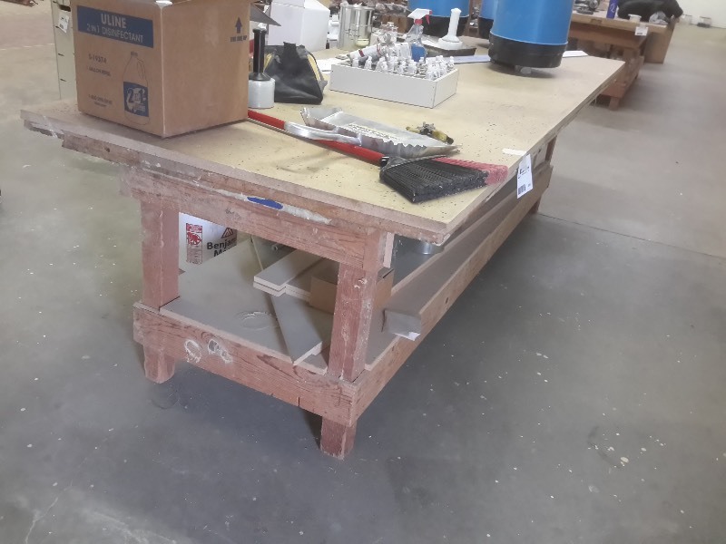 lot 506 image: Wood Work Bench.. Nothing on bench.. Dim 4ft x 10ft x 3ft h