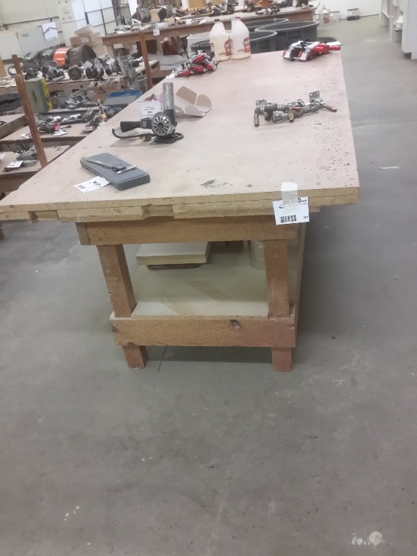 lot 507 image: Wood Work Bench.. Nothing on bench.. Dim 4ft x 10ft x 3ft h