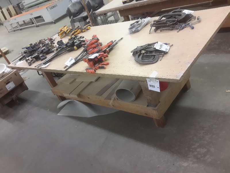 lot 509 image: Wood work Bench..Nothing on bench.. Dim 4ft x 10ft x 3ft