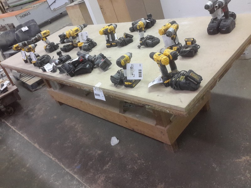 lot 510 image: Wood Work Bench.. Nothing on bench.. Dim 4ft x 10ft x 3ft h