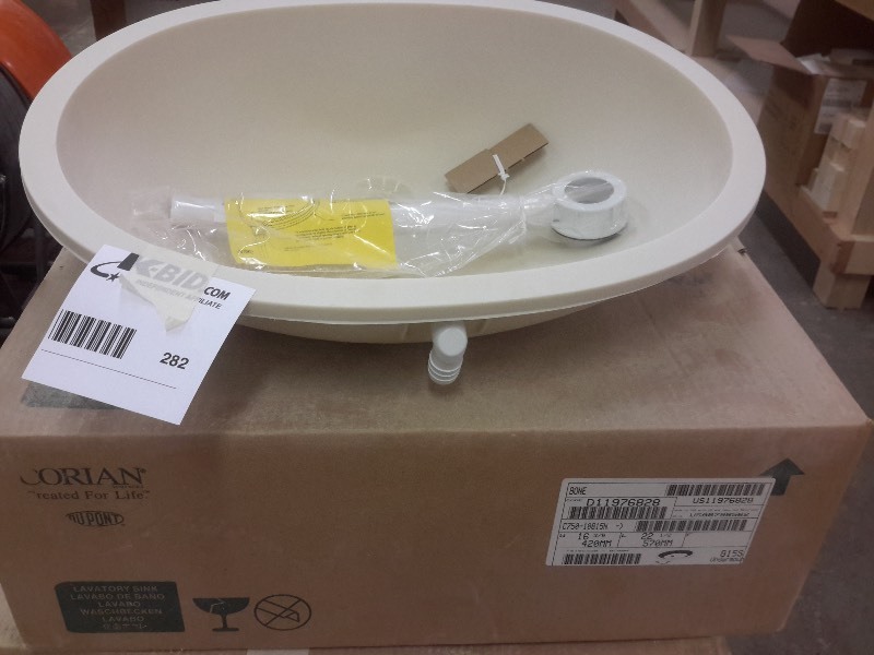 lot 282 image: Corian, Undercounter mount bathroom sink