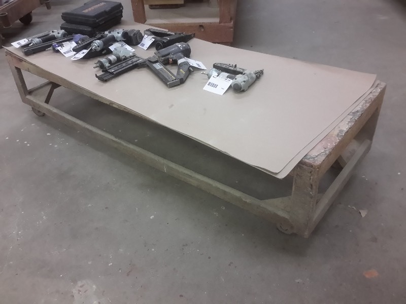 lot 514 image: Rolling Cart.  Nothing on cart.  Dim 24in x 72in x 20in h