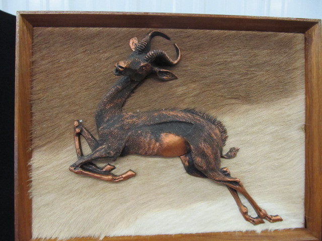lot 43 image: Framed Vintage Real Fur Wall 3D Wall Plaque