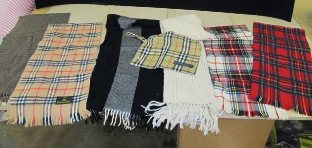 lot 48 image: GREAT Lot of Vintage & Newer Quality CASHMERE Scarves - Including Burberry Traveller Bag