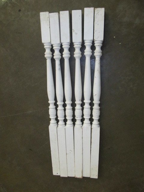 lot 74 image: 6 Painted Wooden Spindles