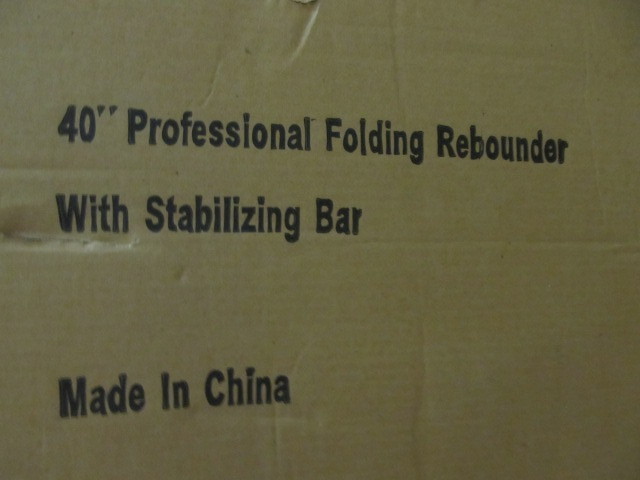 lot 81 image: NEW IN BOX 40 Folding Rebounder Trampoline wStabilizer Bar