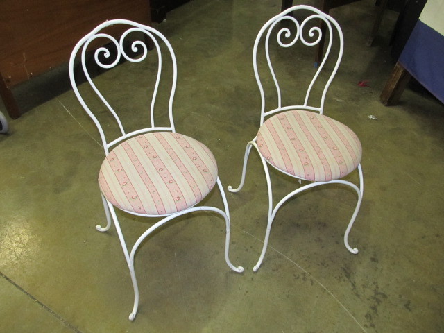 lot 82 image: Pair of Small Metal Childs Chairs