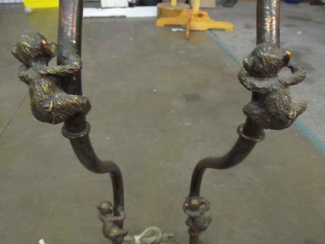 lot 84 image: Very Cool Matching Pair of Climbing Monkey Table Lamps