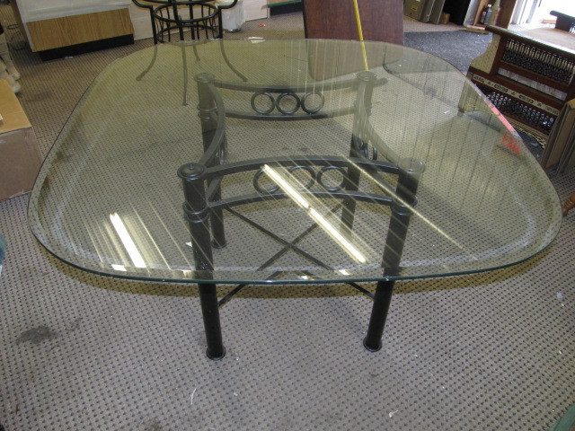 lot 99 image: Iron Glass Top Dining Table