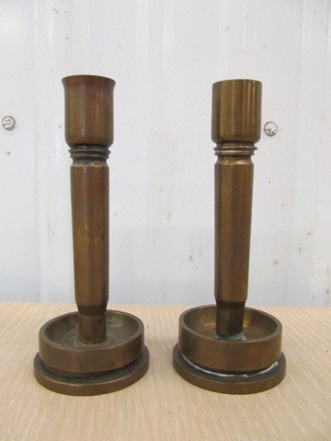 lot 131 image: Vintage WW2 Trench Art Candle Holders
