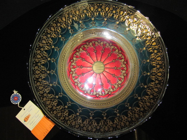 lot 161 image: Gorgeous Hand Decorated 16 Turkish Art Glass Centerpiece Bowl