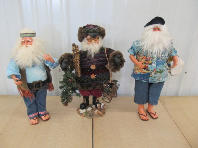lot 198 image: 3 Large 16-18 Santa Figures