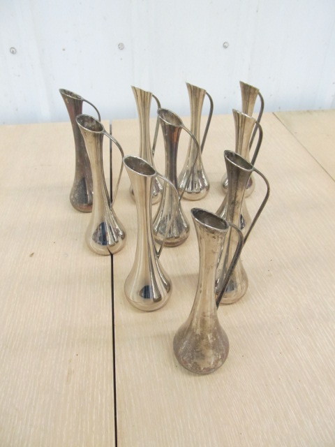 lot 231 image: Set of 10 Vintage Silverplated EwerVases
