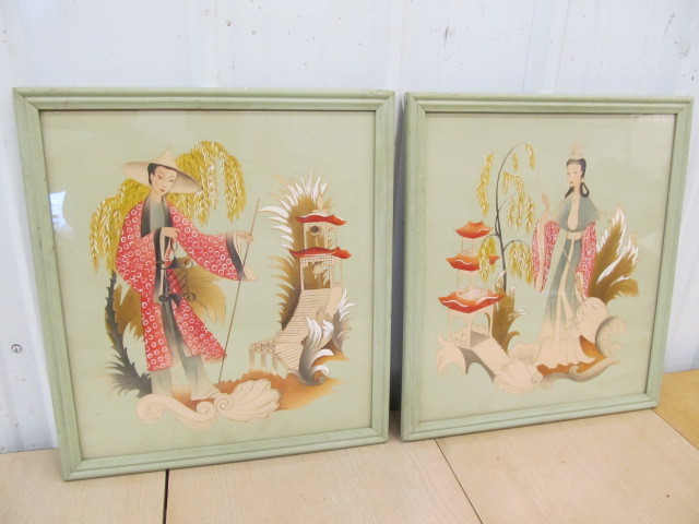 lot 240 image: Framed Mid Century BERNARD Oriental Artworks