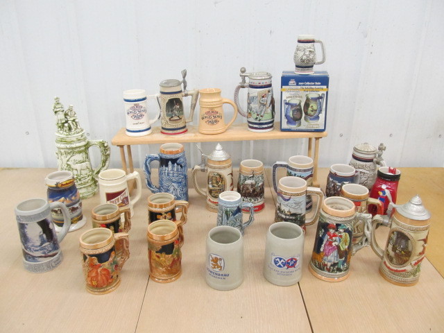 lot 253 image: LARGE Lot of Assorted Beer Steins