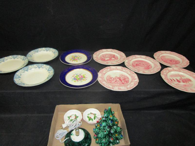 10 various plates and christmas dcor