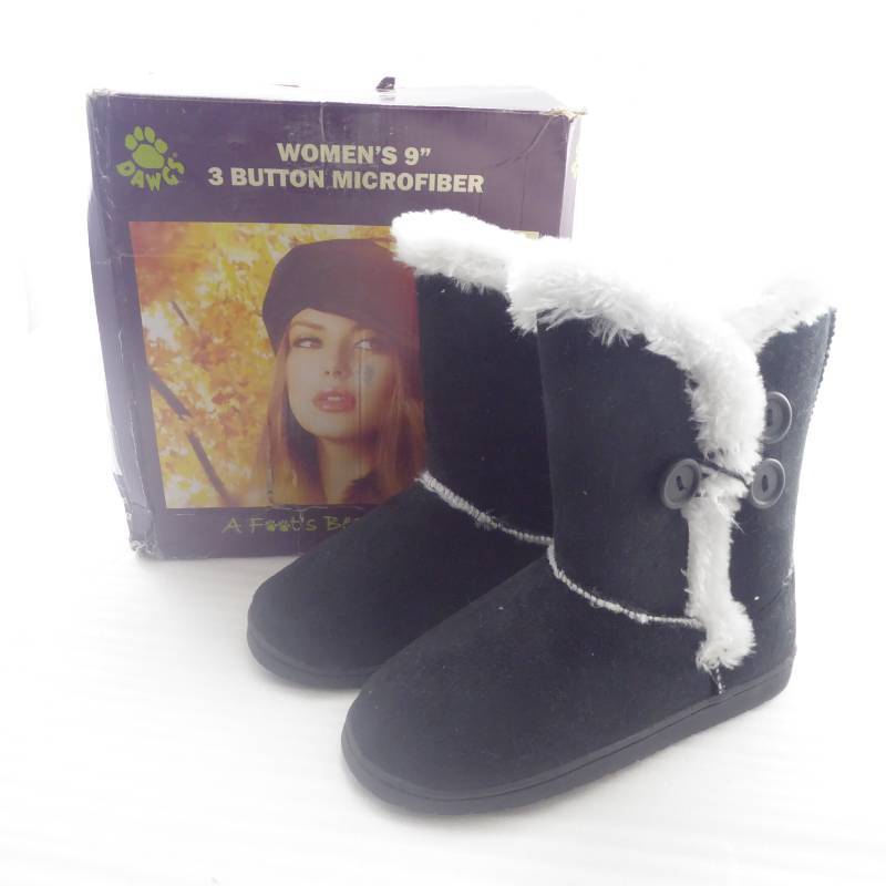 lot 44 image: Brand New Dawgs Womens 9 3-Button Microfiber Boots Size 6