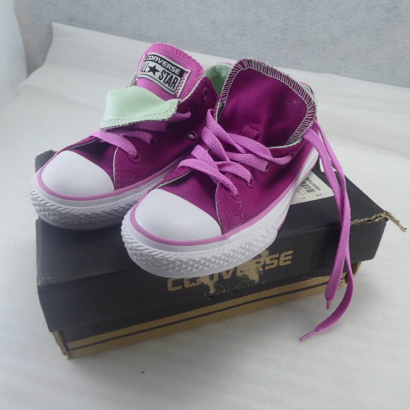 lot 111 image: Brand New Converse Girls All Stars Double Tongue Ox Shoes Size 12