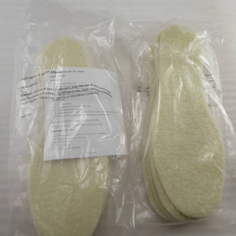 lot 278 image: 6 Pairs of Fuzzy Fleece Comfort Shoe Insoles