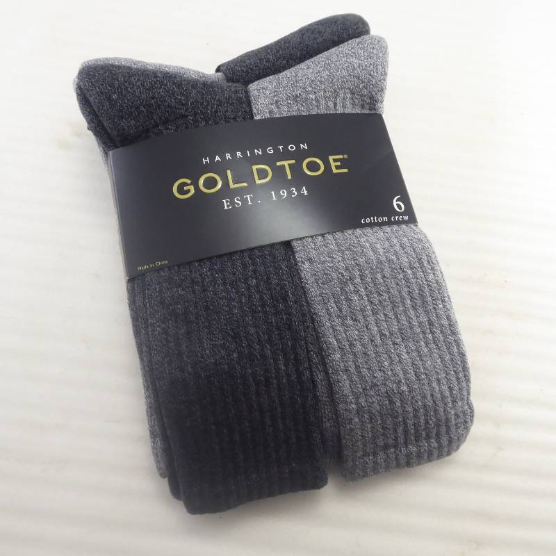 lot 382 image: Brand New Lot 6 Pair Harrington Goldtoe Cotton Crew Socks Size 6-12.5