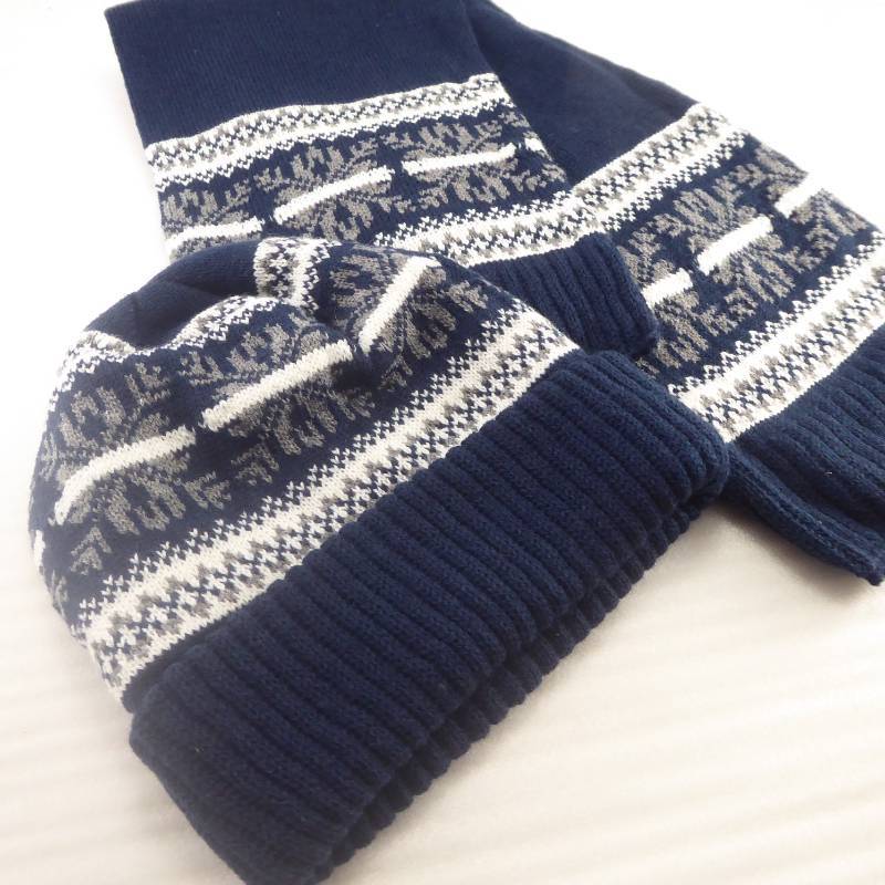 lot 456 image: Brand New Knitted Fleece Sherpa Lined Winter Hat & Scarf Set