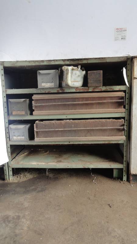lot 108 image: Steel Shelf with Bins and Contents