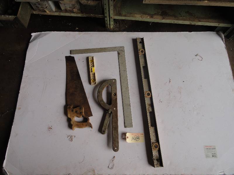 lot 148 image: Levels, Square, Saw, Angle finder