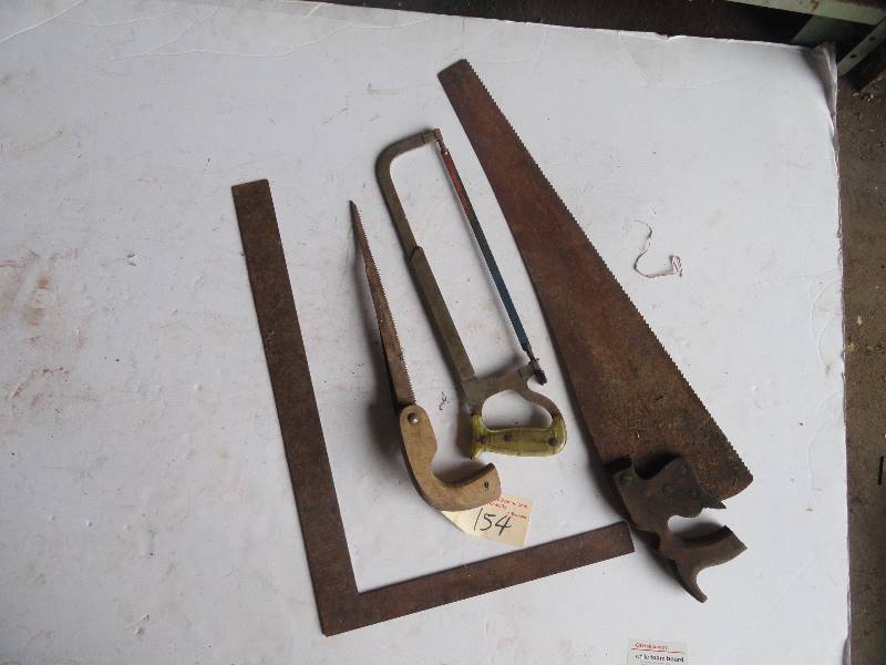 lot 154 image: Misc. Saws and Square