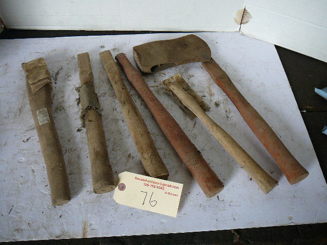 lot 76 image: Axe Head, Lot of hammer handles