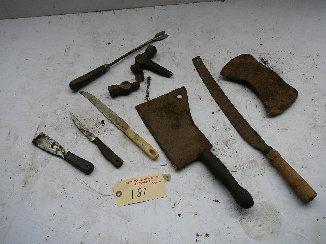 lot 181 image: Meat Cleaver, Axe Head, Fittings, Cable