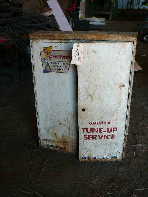 lot 575 image: Vintage Ignition Semi Parts Cabinet