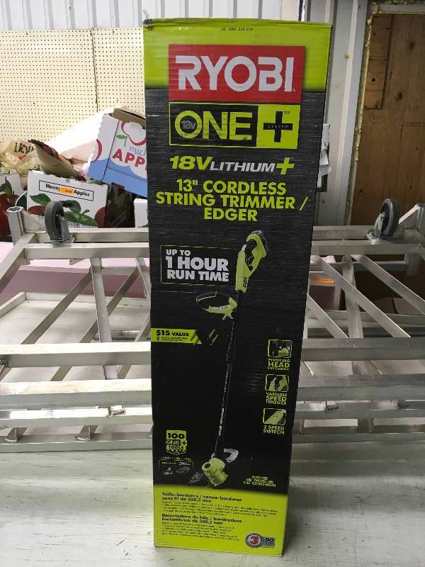 lot 86 image: Ryobi One 18V Lithium 13 Cordless String Trimmer Edger, Retail $89.00