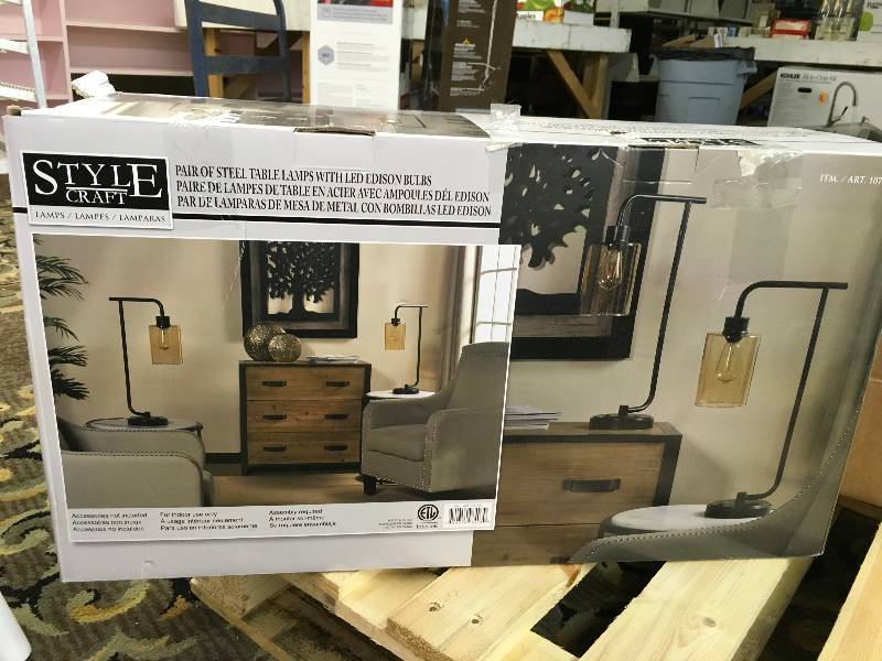 lot 104 image: Aiden 2PK Steel Lamp, Retail $49.99