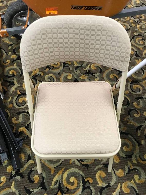 lot 106 image: 2PK Ameriwood Metal Folding Chairs, Retail $14.99