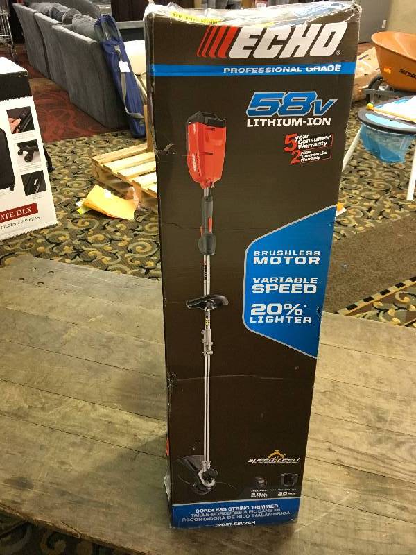 lot 114 image: Echo 58V Lithium Cordless String Trimmer, Retail $159.99