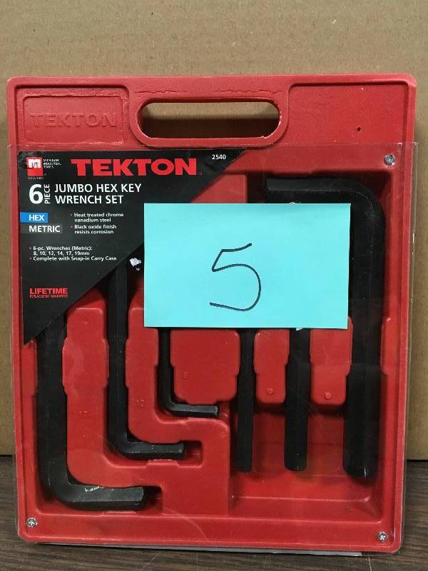 lot 5 image: Tekton 2540 Jumbo Hex Key Wrench Set, Metric, 8 Mm - 19 Mm, 6-Piece