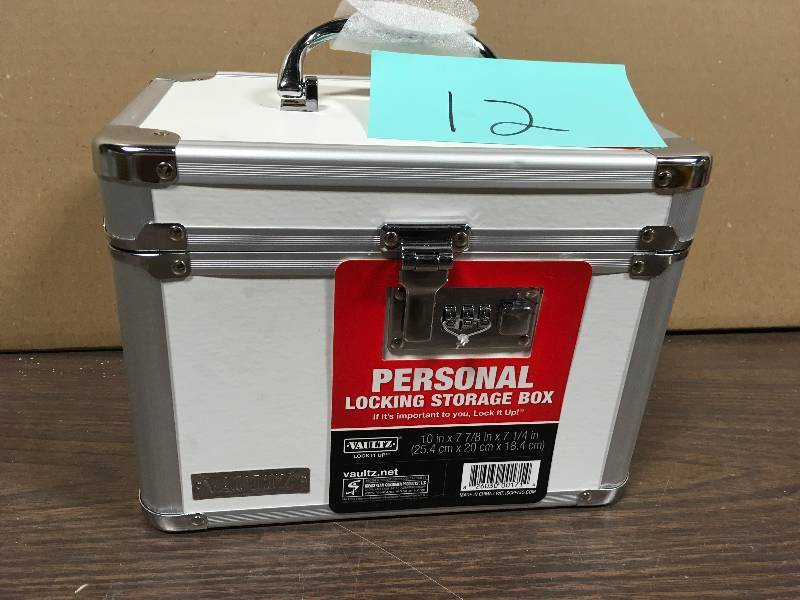 lot 12 image: Vaultz Locking Personal Security Box, 10 x 7 x 7 Inches, White (VZ00171) not used