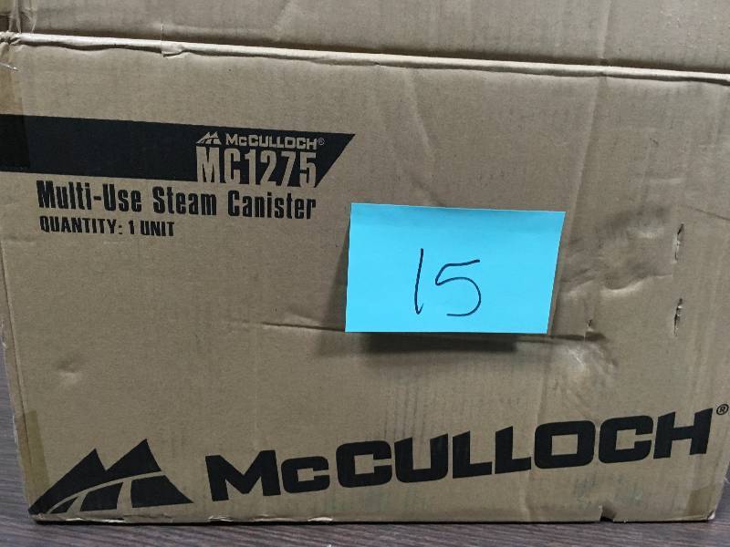 lot 15 image: McCulloch MC1375 Canister Steam System With 20 Versatile Accessories not used