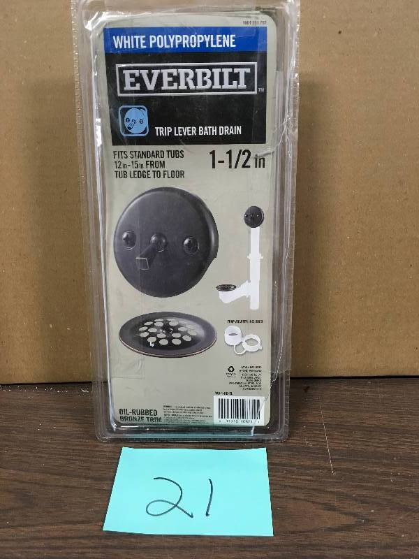 lot 21 image: Everbilt Black Polypropylene 1  Trip Lever Bath Drain - Bronze not used