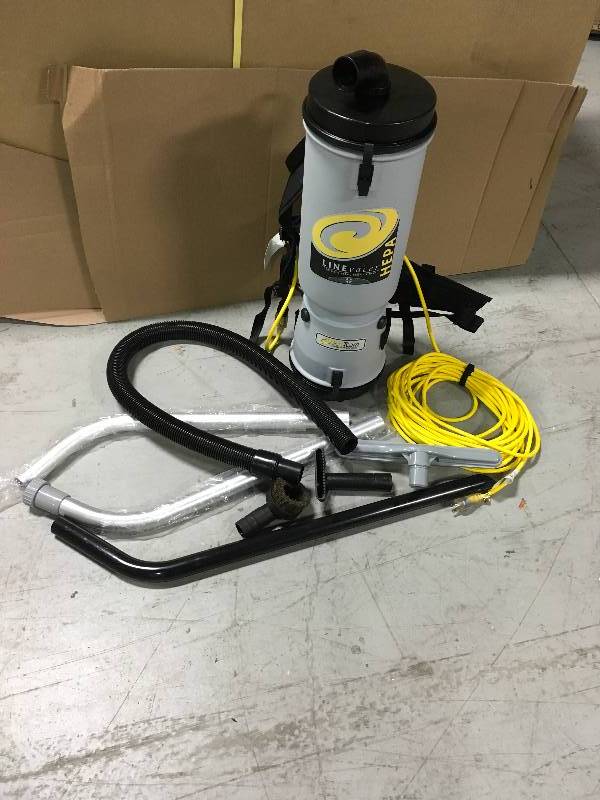 lot 34 image: LineVacer HEPA 10 qt. Backpack Vacuum w High Filtration Tool Kit in good conditions