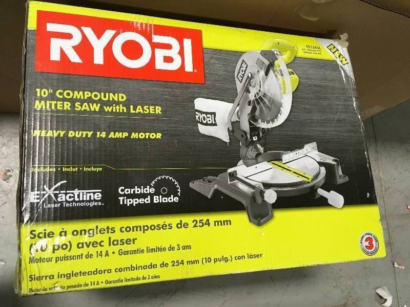 lot 50 image: Ryobi TS1345L 10 in. Compound Miter Saw with Laser Line in good conditions