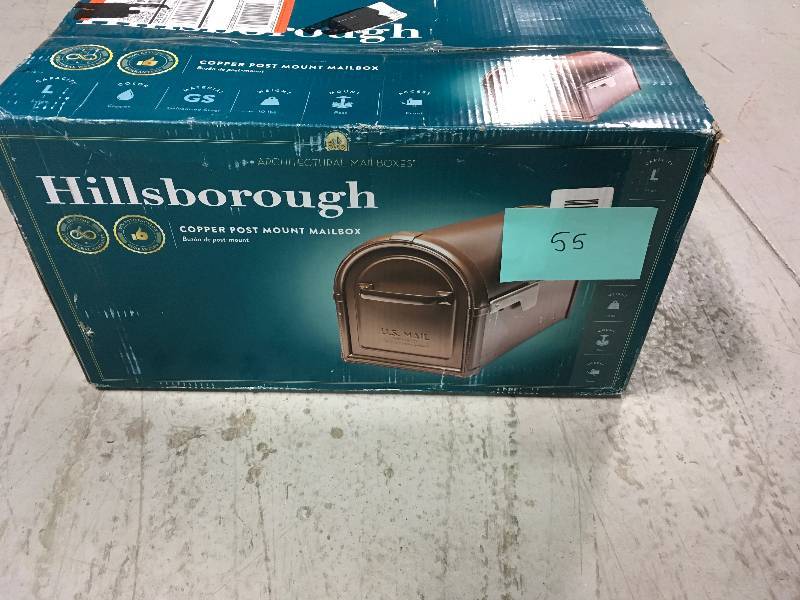 lot 55 image: Hillsborough Post Mount Mailbox Copper in good conditions